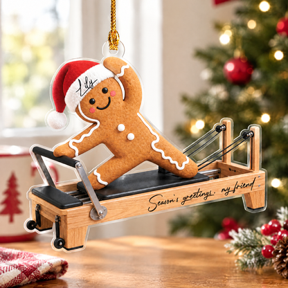 Personalized Gingerbread Pilates Reformer Acrylic Ornament, view 3