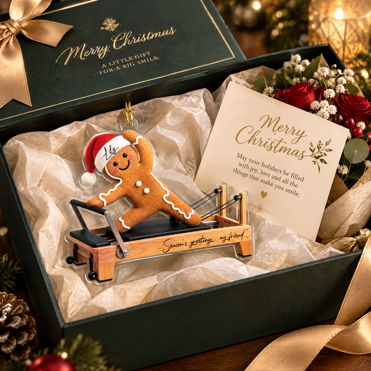 Personalized Gingerbread Pilates Reformer Acrylic Ornament, view 4