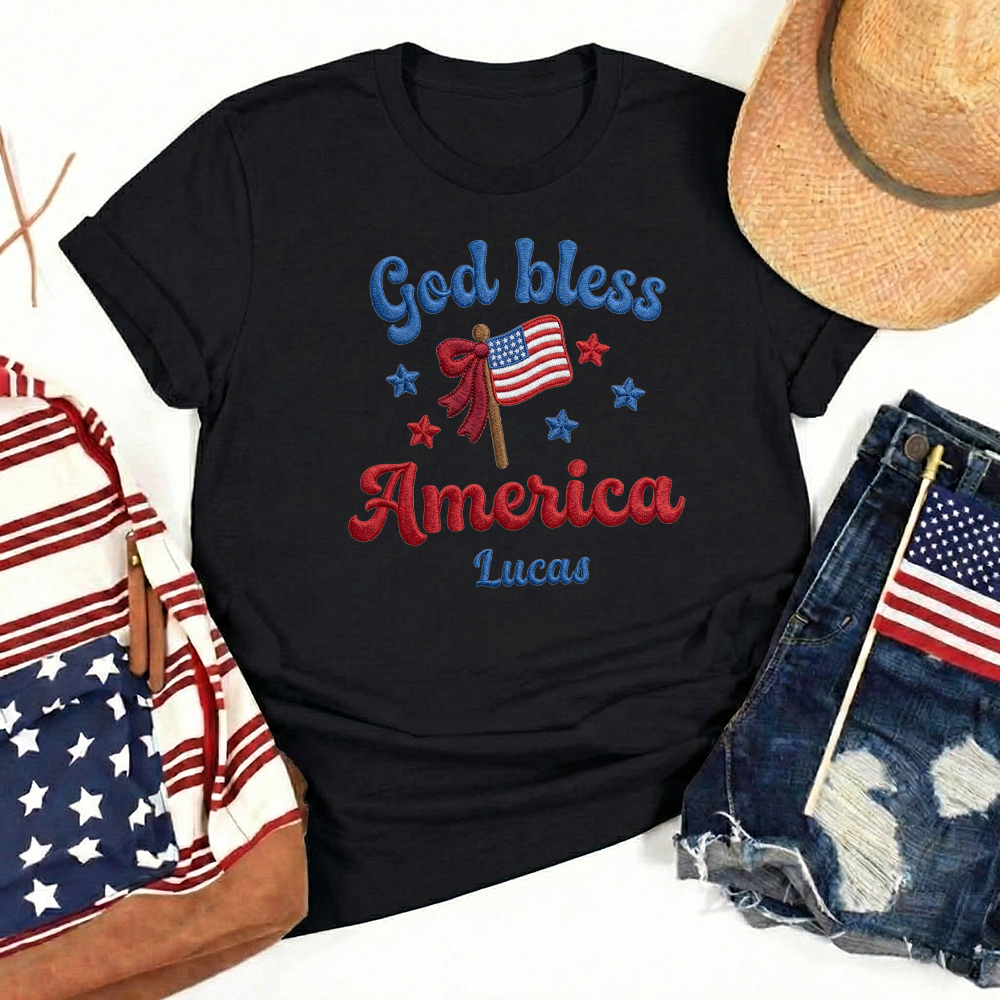 God Bless America - Patriotic USA Flag T-Shirt Design | Independence Day Graphic Tee