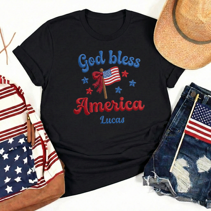 God Bless America - Patriotic USA Flag T-Shirt Design | Independence Day Graphic Tee