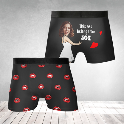 This Belongs To Me – Cute Possessive Gift for Husband or Boyfriend – Personalized Photo Men’s Boxer Briefs