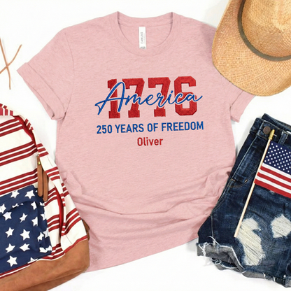 USA 250 Years - Embroidered American T-Shirt