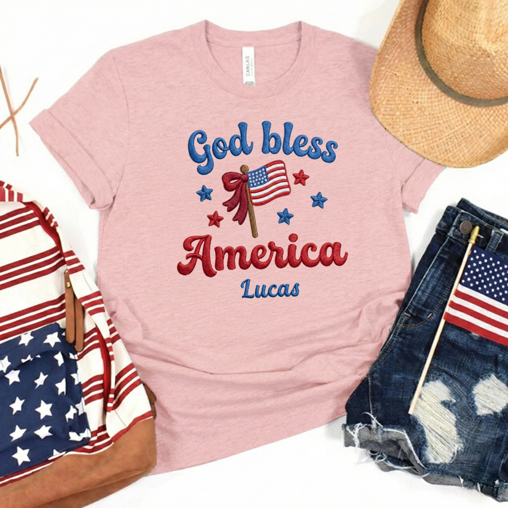 God Bless America - Patriotic USA Flag T-Shirt Design | Independence Day Graphic Tee