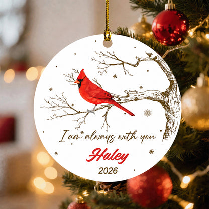 I'm Always With You personalized cardinal memorial ceramic ornament with name and year 2026