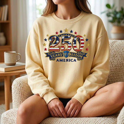 America 250th Anniversary – Patriotic USA Embroidery Sweatshirt Design