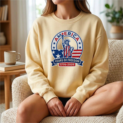 America 250 Years Embroidered Sweater - 1776 Independence Day Patriotic Gift