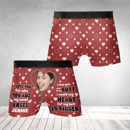 I Love You for Who You Are – Funny Romantic Gift from Girlfriend or Wife – Personalized Photo Men’s Boxer Briefs