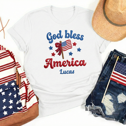 God Bless America - Patriotic USA Flag T-Shirt Design | Independence Day Graphic Tee