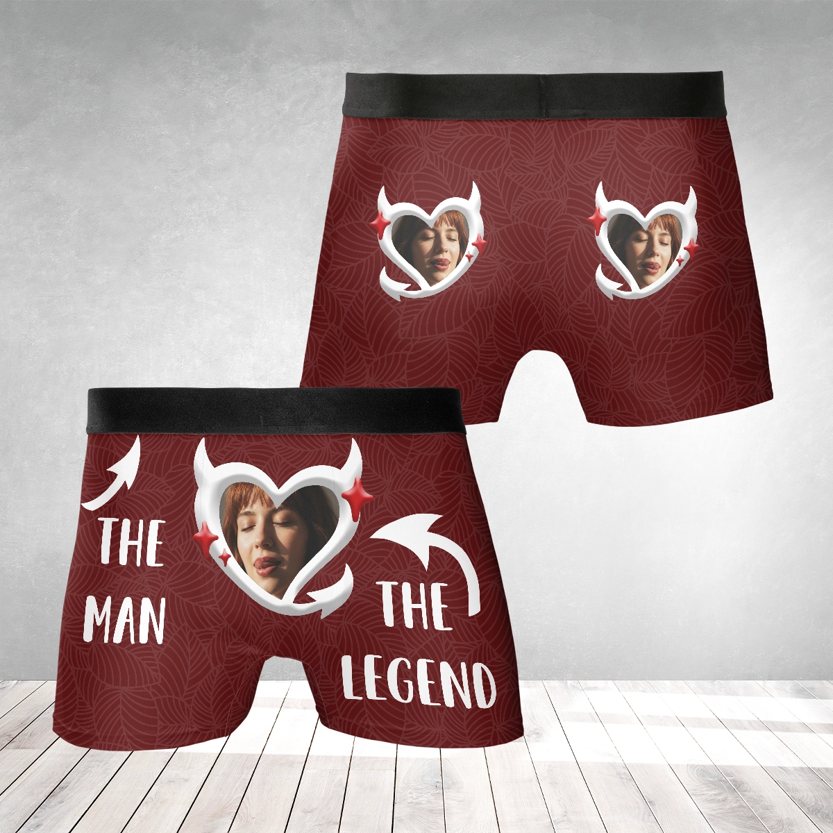The Man. The Myth. The Legend. – Funny Confidence Boost Gift for Him – Personalized Photo Men’s Boxer Briefs