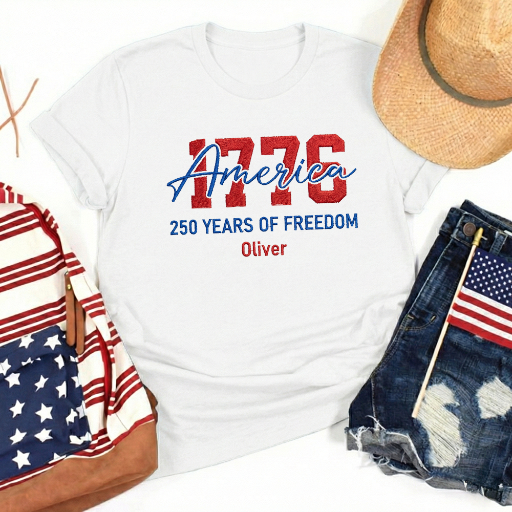 USA 250 Years - Embroidered American T-Shirt