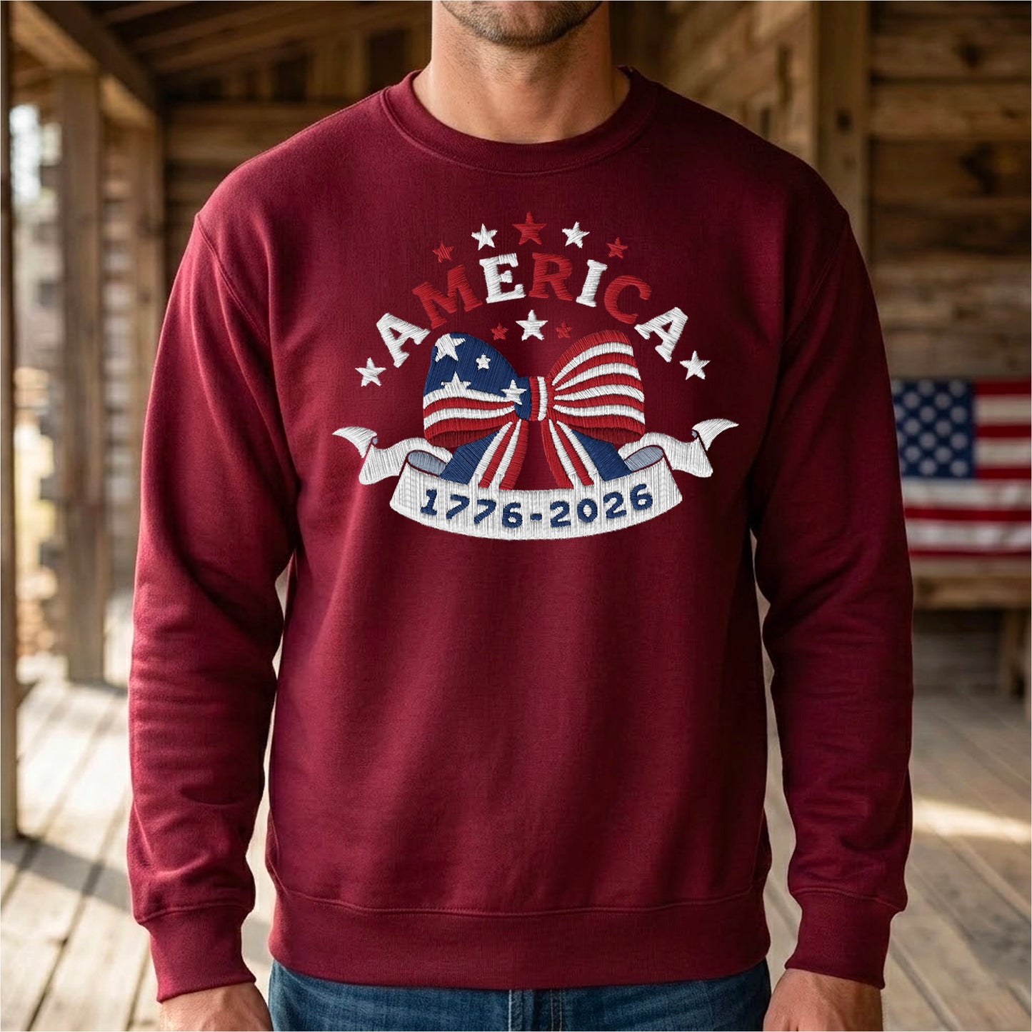 Embroidered America 250 Sweatshirt - Freedom Pullover