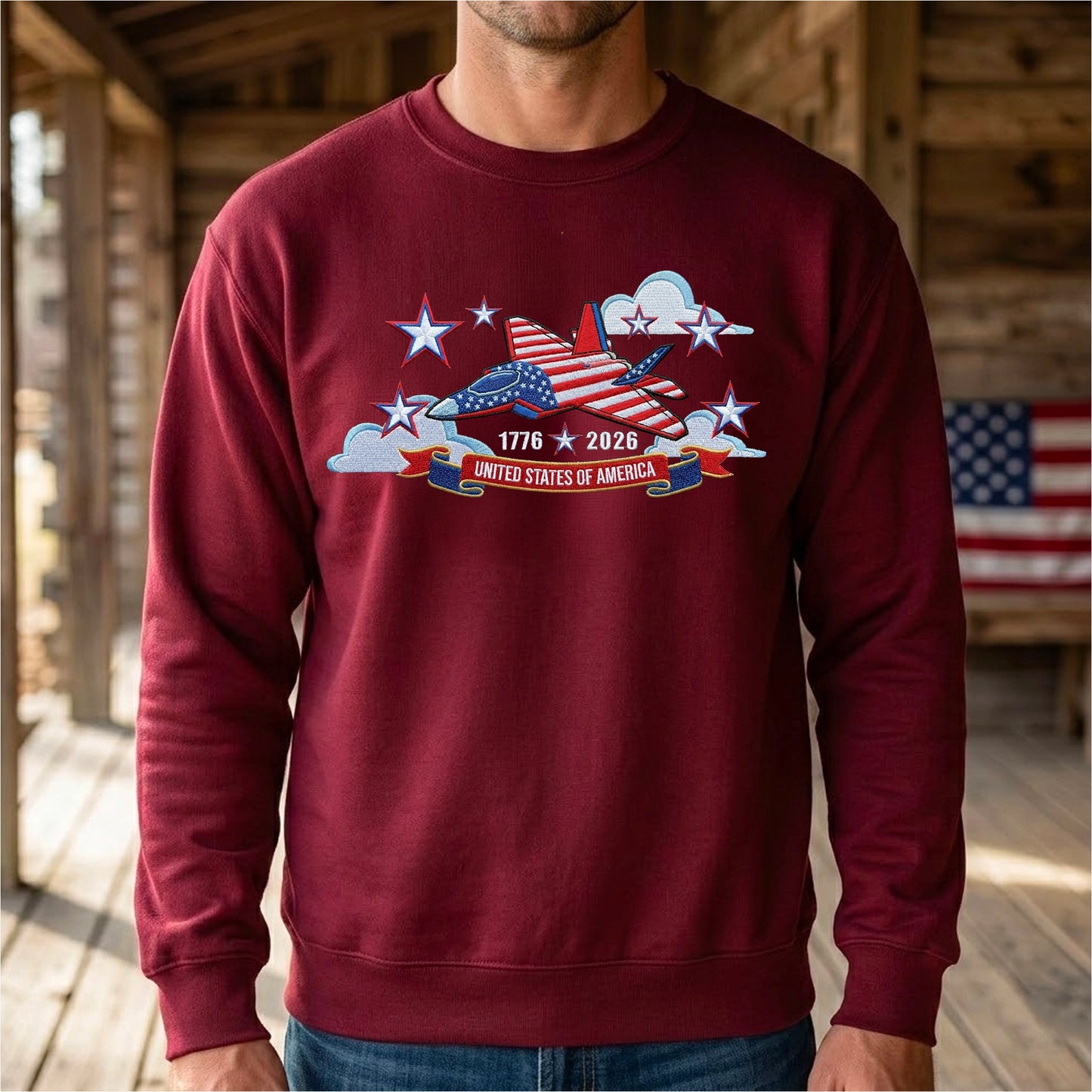 USA 250th Anniversary - Embroidered Sweatshirt 1776-2026 250 Years of Freedom