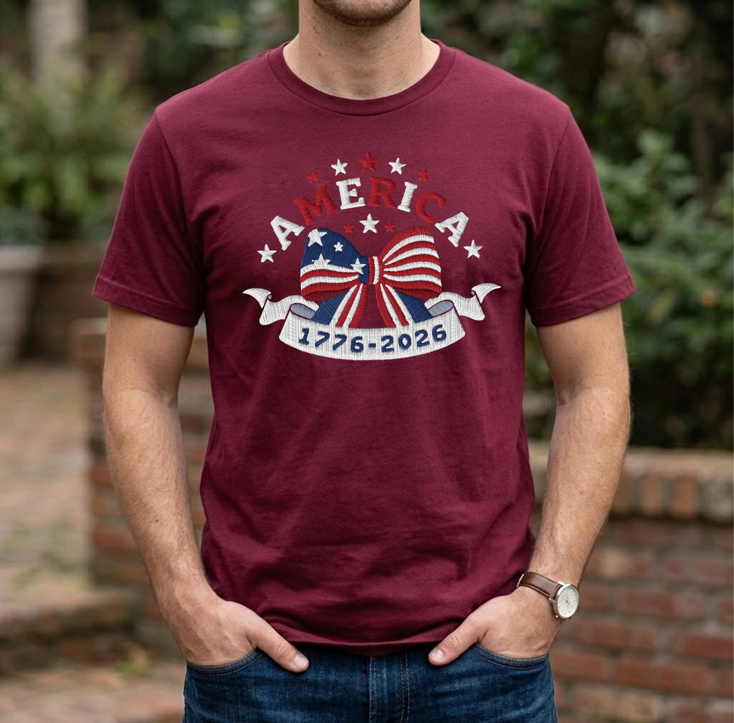 Embroidered America 250 - Patriotic T-Shirt