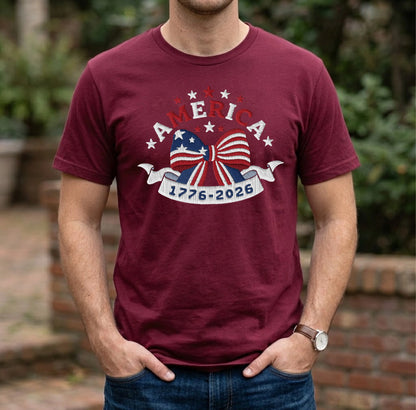 Embroidered America 250 - Patriotic T-Shirt