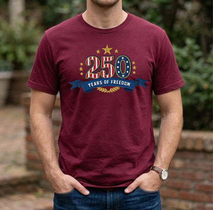 Liberty & Freedom 250 Years - Embroidered Eagle T-Shirt