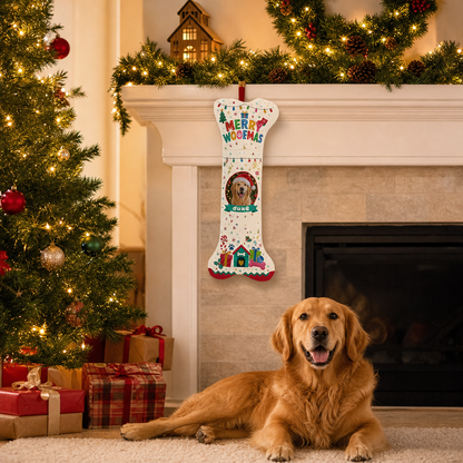 Personalized Merry Woofmas Dog House dog bone Christmas stocking, view 7