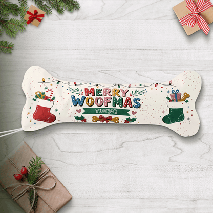 Personalized Merry Woofmas Stockings dog bone Christmas stocking with custom pet name