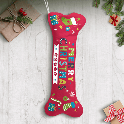 Personalized Merry Christmas Candy Cane Banner dog bone Christmas stocking, view 2