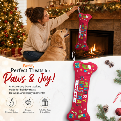 Personalized Merry Christmas Candy Cane Banner dog bone Christmas stocking, view 4