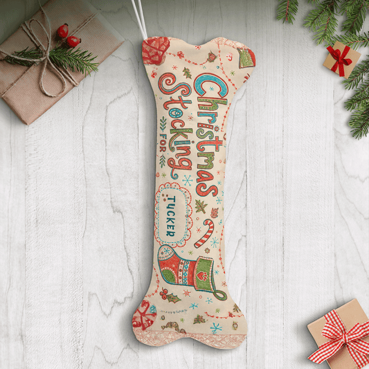 Personalized Christmas Stocking For Name dog bone Christmas stocking, view 2
