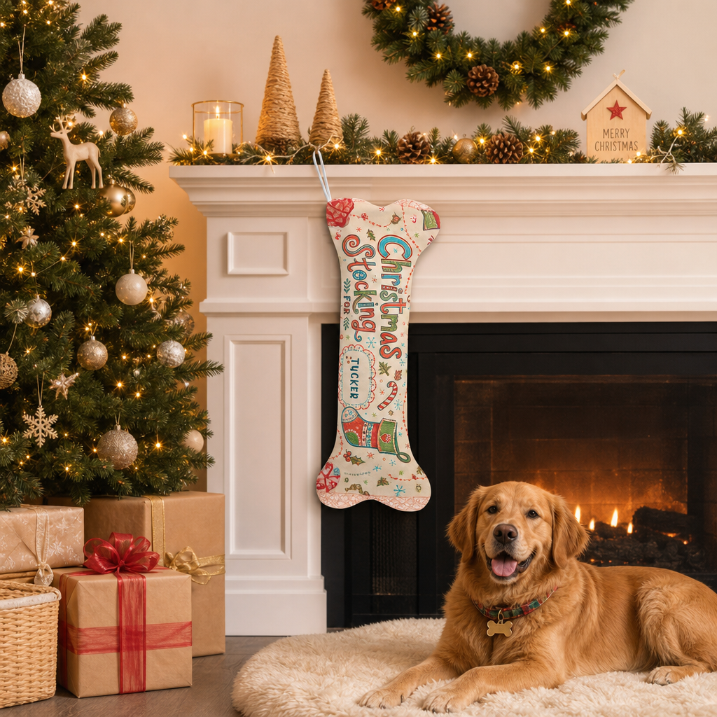 Personalized Christmas Stocking For Name dog bone Christmas stocking, view 8