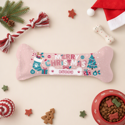 Personalized Merry Christmas Snowy Tree dog bone Christmas stocking, view 3