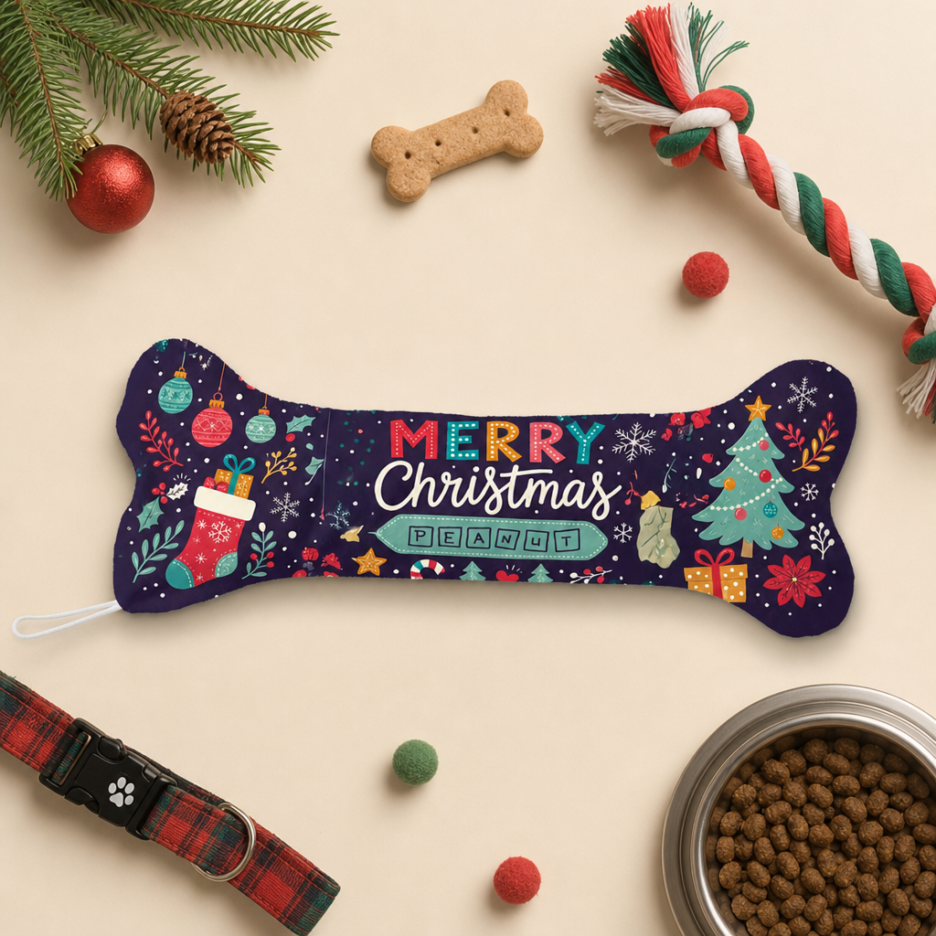 Personalized Merry Christmas Starry Night dog bone Christmas stocking, view 3