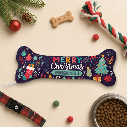 Personalized Merry Christmas Starry Night dog bone Christmas stocking, view 3