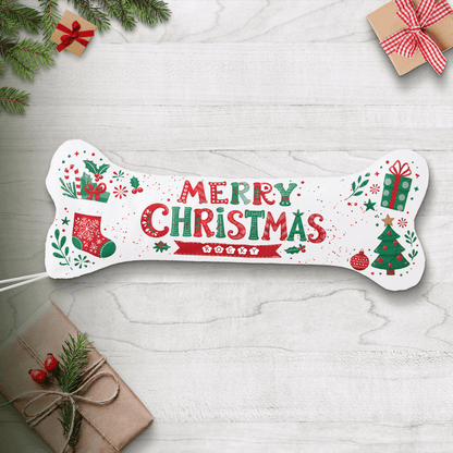 Personalized Merry Christmas Holly dog bone Christmas stocking with custom pet name