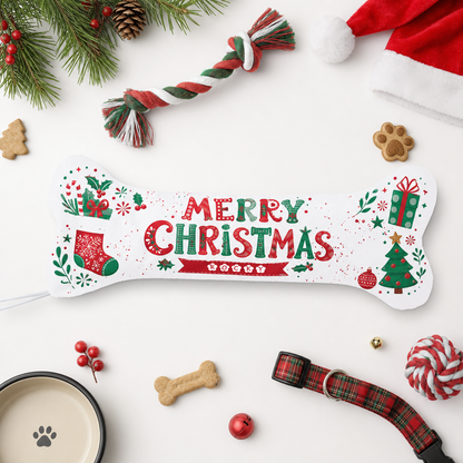 Personalized Merry Christmas Holly dog bone Christmas stocking, view 3