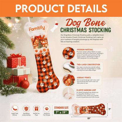 Dog bone Christmas stocking size guide
