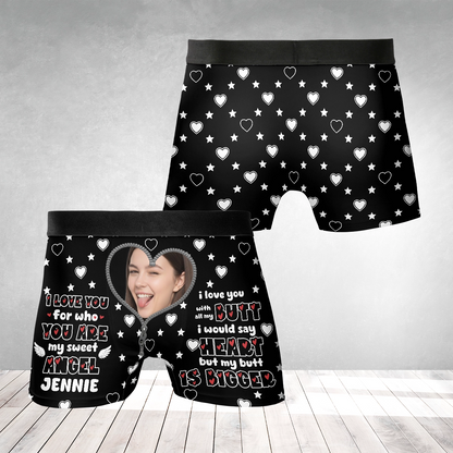 I Love You for Who You Are – Funny Romantic Gift from Girlfriend or Wife – Personalized Photo Men’s Boxer Briefs