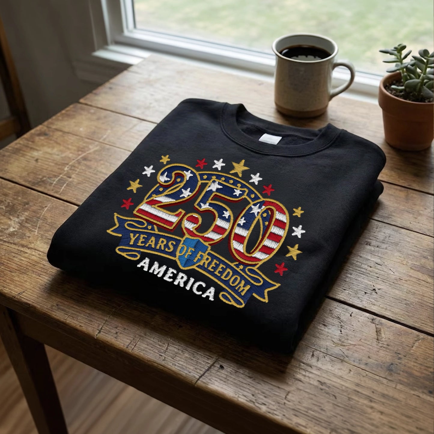 America 250th Anniversary – Patriotic USA Embroidery Sweatshirt Design