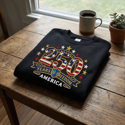 America 250th Anniversary – Patriotic USA Embroidery Sweatshirt Design
