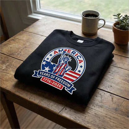 America 250 Years Embroidered Sweater - 1776 Independence Day Patriotic Gift