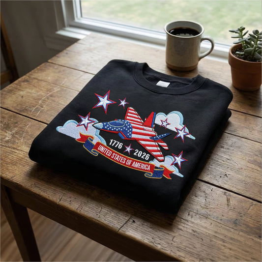 USA 250th Anniversary - Embroidered Sweatshirt 1776-2026 250 Years of Freedom