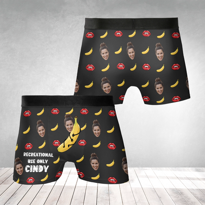 For Recreational Use Only – Naughty Humor Gift for Him – Personalized Photo Men’s Boxer Briefs