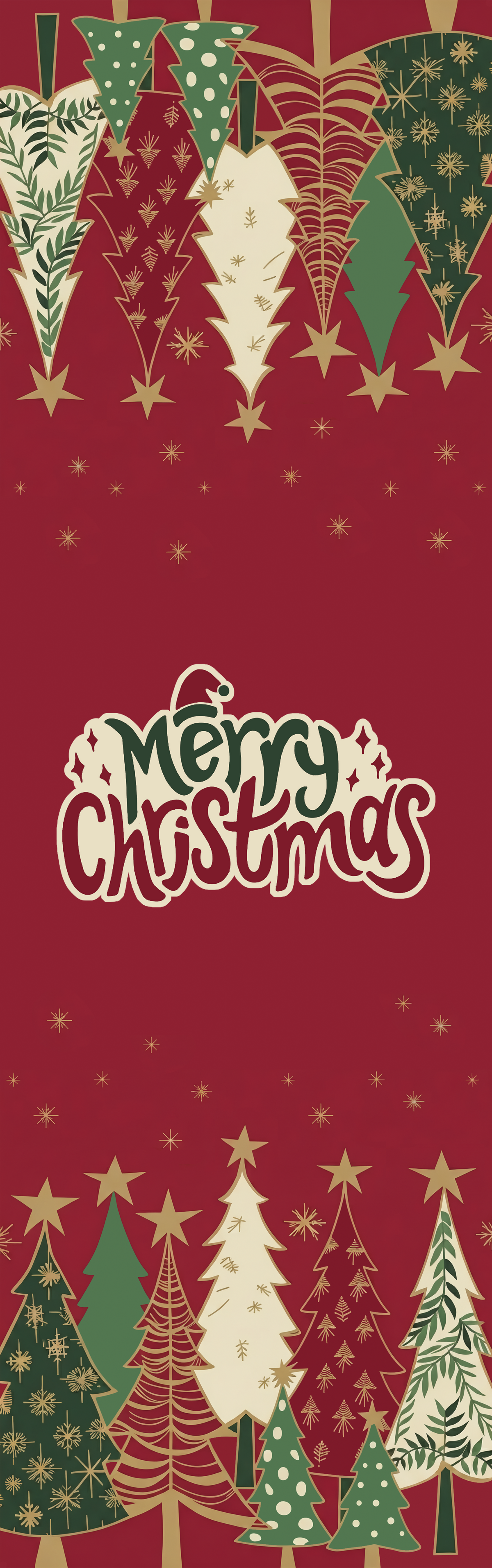 Personalized Festive Christmas Trees Table Runner, Custom Family Name Red Holiday Tree Pattern Table Runner & Dining Decor