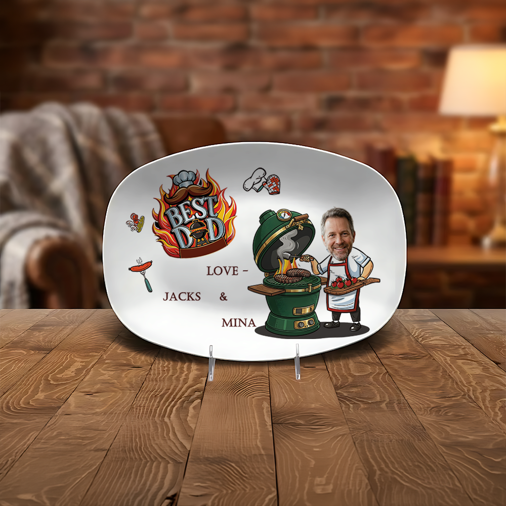 Personalized Daddy’s Grilling Plate – Custom Handprint BBQ Platter | Father’s Day Gift for Dad from Kids | Family Keepsake Serving Tray