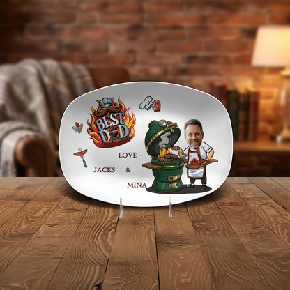 Personalized Daddy’s Grilling Plate – Custom Handprint BBQ Platter | Father’s Day Gift for Dad from Kids | Family Keepsake Serving Tray