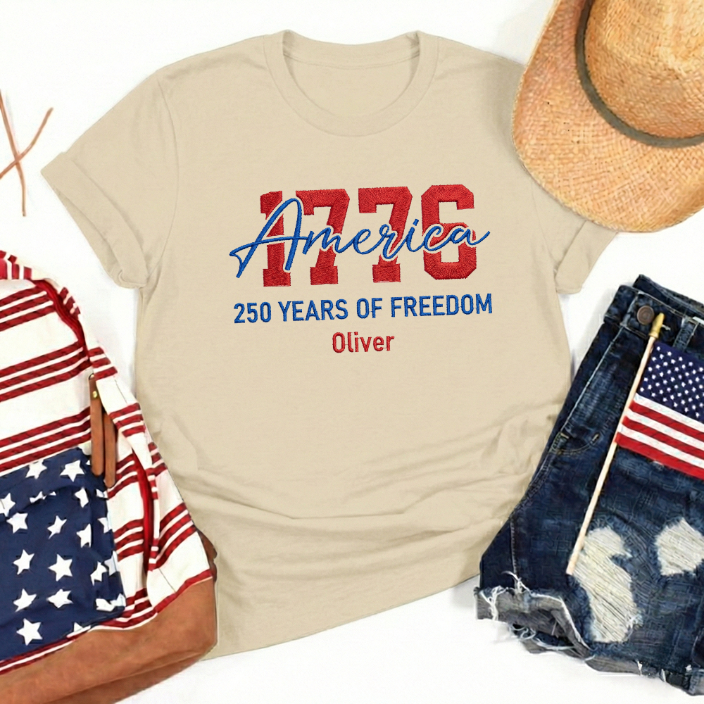 USA 250 Years - Embroidered American T-Shirt