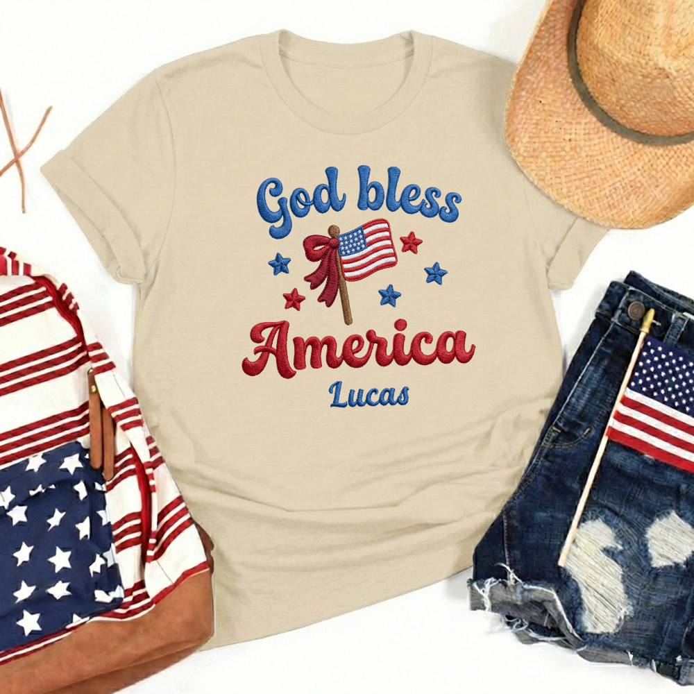 God Bless America - Patriotic USA Flag T-Shirt Design | Independence Day Graphic Tee