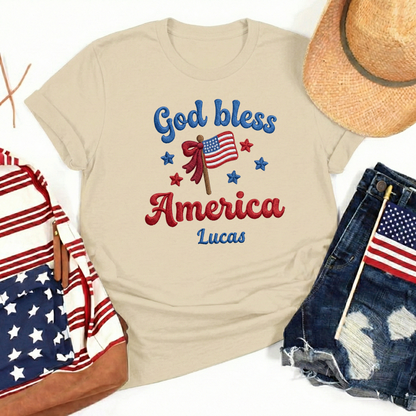 God Bless America - Patriotic USA Flag T-Shirt Design | Independence Day Graphic Tee