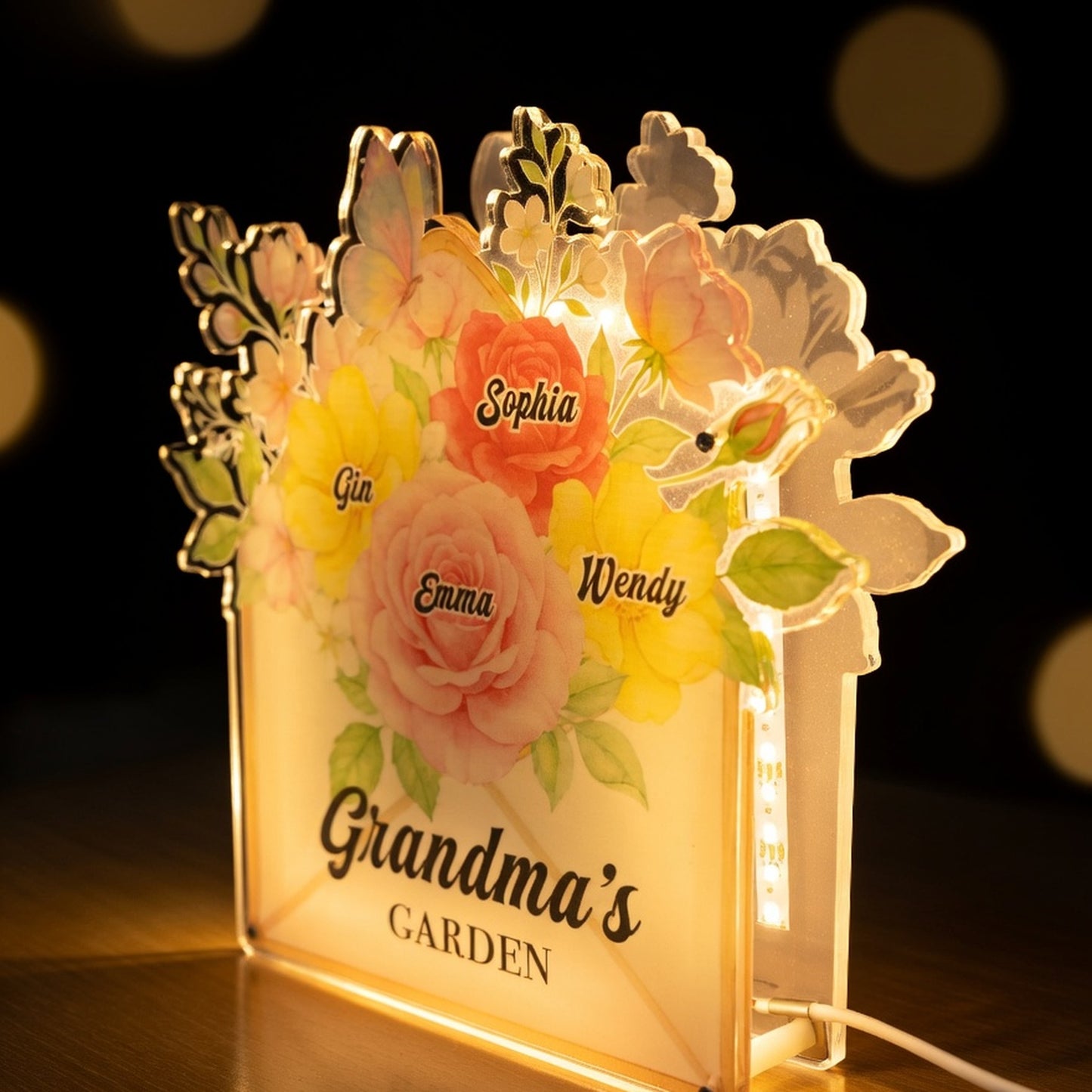 Personalized Grandma’s Garden Photo Night Light Box