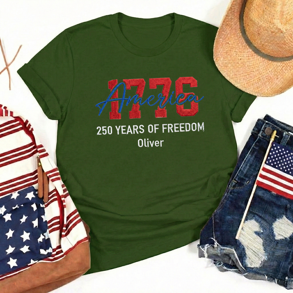 USA 250 Years - Embroidered American T-Shirt