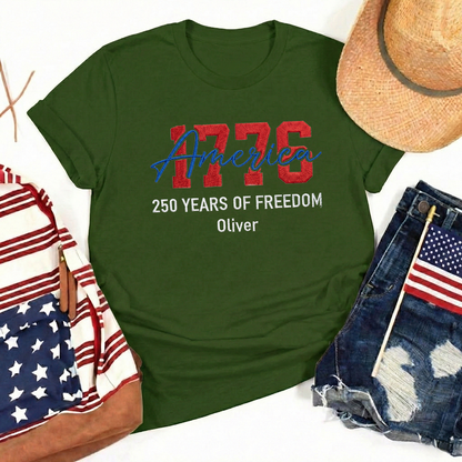 USA 250 Years - Embroidered American T-Shirt