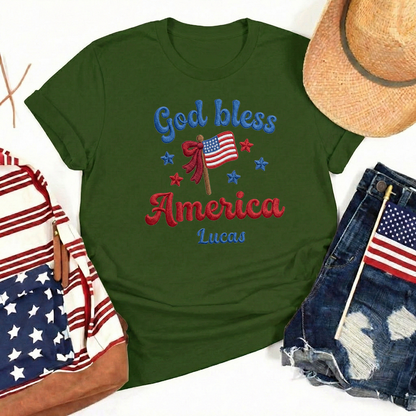 God Bless America - Patriotic USA Flag T-Shirt Design | Independence Day Graphic Tee