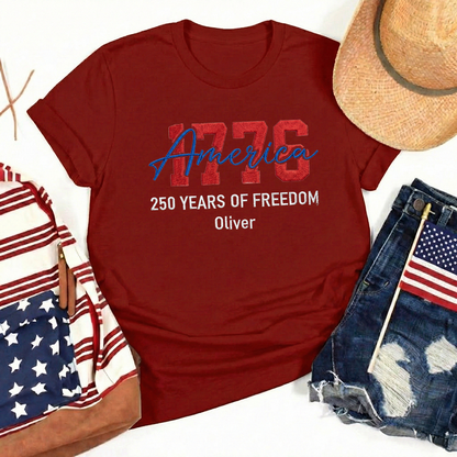 USA 250 Years - Embroidered American T-Shirt