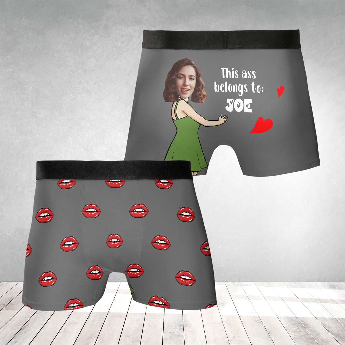 This Belongs To Me – Cute Possessive Gift for Husband or Boyfriend – Personalized Photo Men’s Boxer Briefs