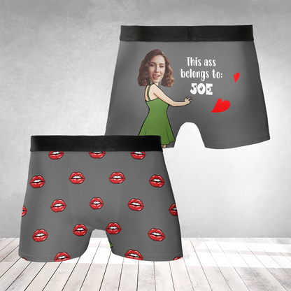 This Belongs To Me – Cute Possessive Gift for Husband or Boyfriend – Personalized Photo Men’s Boxer Briefs